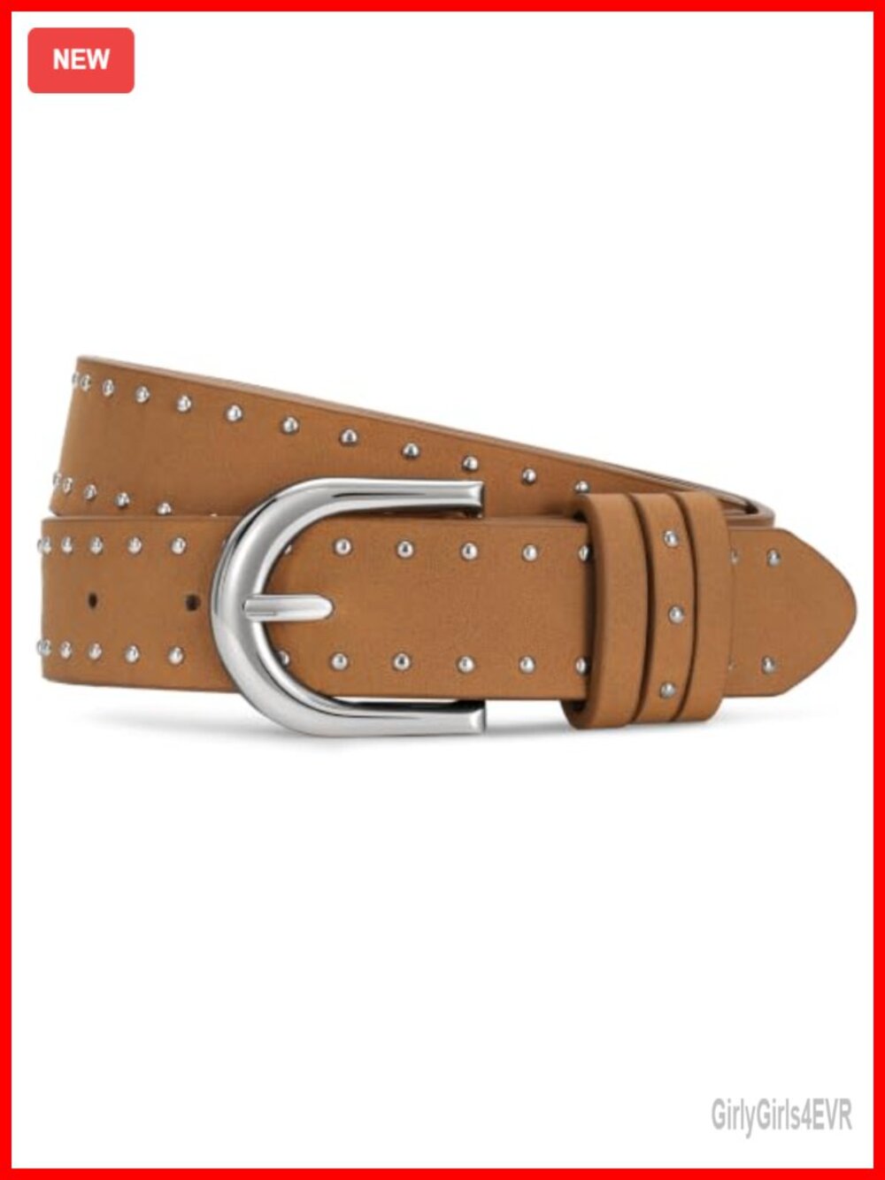 Women's Suede Studded Belt with Buckle - Adjustable Waist Leather Belt